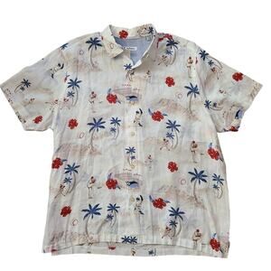TOMMY BAHAMA MLB Load the Palms‎ Camp Button Front Shirt ANGELS T318205 Men's XL